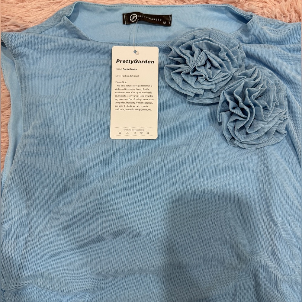 Blue One Shoulder Sleeveless Sheath Midi Dress - Picture 2 of 4